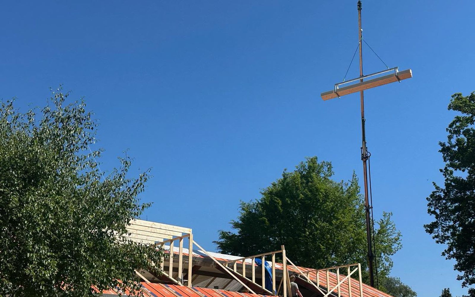 Aluminium kraan volledig uitgeschoven